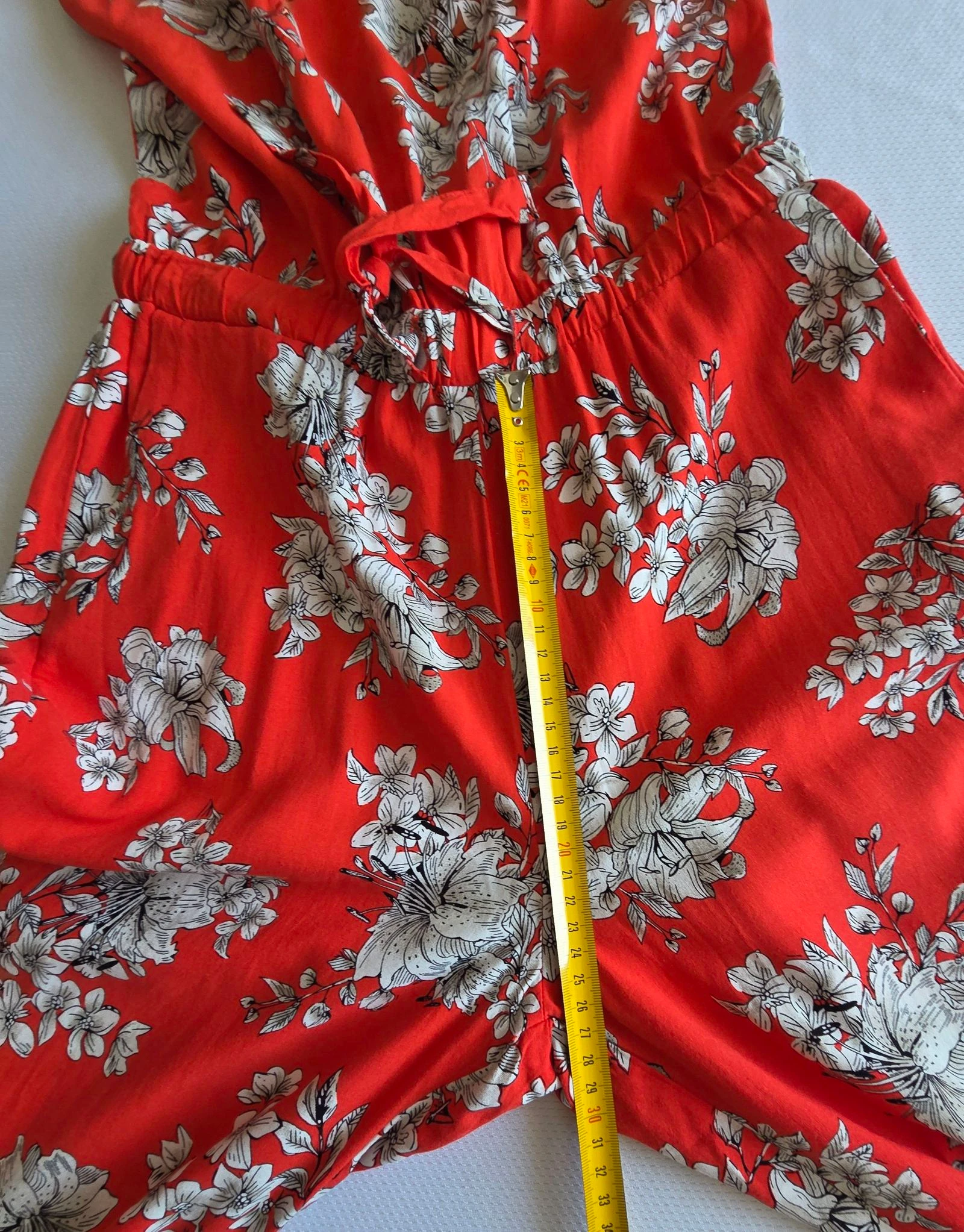 Combi-broek rood koraal met bloemenprint M 38 lichte combinatie bretels – photo 11